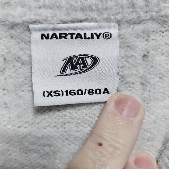 NARTALIY Gray Black Cat Mohair Sweater Unisex American Retro Loose Fit Size XS. - Picture 6 of 12